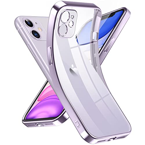 Supdeal Crystal Clear Hülle für iPhone 11, Niemals gelb mit Kameraschutz, Silikon Durchsichtig Handyhülle Weicher Passform, Ultra Dünn und Leicht Case Cover, 6,1", Lila von Supdeal