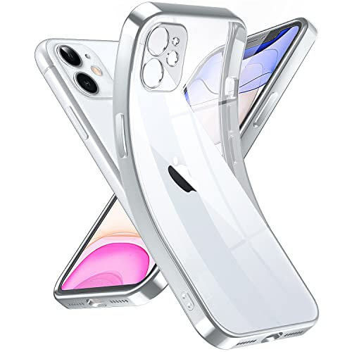 Supdeal Crystal Clear Hülle für iPhone 11, Niemals gelb mit Kameraschutz, Silikon Durchsichtig Handyhülle Weicher Passform, Ultra Dünn und Leicht Case Cover, 6,1", Silber von Supdeal