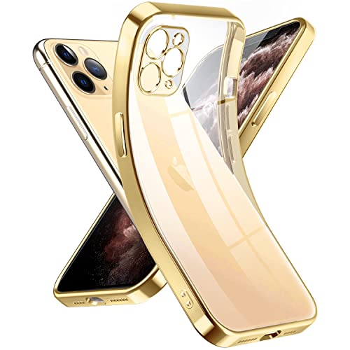 Supdeal Crystal Clear Hülle für iPhone 11 Pro, Niemals gelb mit Kameraschutz, Silikon Durchsichtig Handyhülle Weicher Passform, Ultra Dünn und Leicht Case Cover, 5,8", Gold von Supdeal