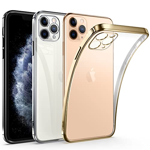 Supdeal Crystal Clear Hülle für iPhone 11 Pro Max, Niemals gelb mit Kameraschutz, Silikon Durchsichtig Handyhülle Weicher Passform, Ultra Dünn und Leicht Case Cover, 6,5", Luxus Gold von Supdeal