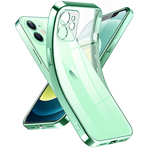 Supdeal Crystal Clear Hülle für iPhone 12, Niemals gelb mit Kameraschutz, Silikon Durchsichtig Handyhülle Weicher Passform, Ultra Dünn und Leicht Case Cover, 6,1", HellGrün von Supdeal