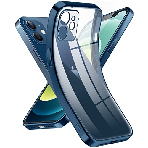 Supdeal Crystal Clear Hülle für iPhone 12 Mini, Niemals gelb mit Kameraschutz, Silikon Durchsichtig Handyhülle Weicher Passform, Ultra Dünn und Leicht Case Cover, 5,4", Blau von Supdeal