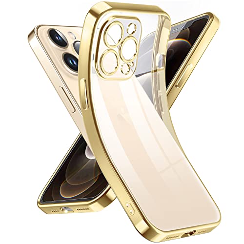 Supdeal Crystal Clear Hülle für iPhone 12 Pro Max, Niemals gelb mit Kameraschutz, Silikon Durchsichtig Handyhülle Weicher Passform, Ultra Dünn und Leicht Case Cover, 6,7", Gold von Supdeal