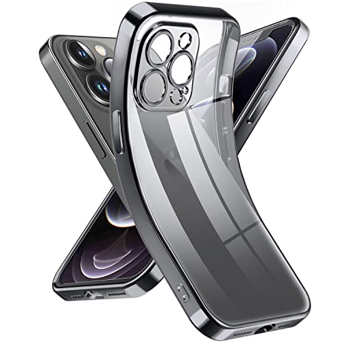Supdeal Crystal Clear Hülle für iPhone 12 Pro Max, Niemals gelb mit Kameraschutz, Silikon Durchsichtig Handyhülle Weicher Passform, Ultra Dünn und Leicht Case Cover, 6,7", Schwarz von Supdeal