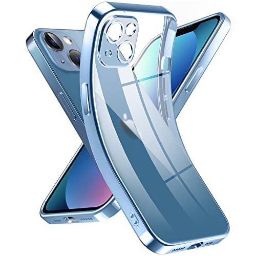 Supdeal Crystal Clear Hülle für iPhone 13, Niemals gelb mit Kameraschutz, Silikon Durchsichtig Handyhülle Weicher Passform, Ultra Dünn und Leicht Case Cover, 6,1 Zoll, Blau von Supdeal