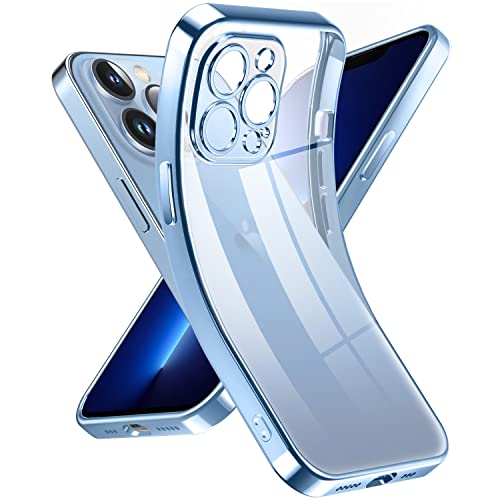 Supdeal Crystal Clear Hülle für iPhone 13 Pro, Niemals gelb mit Kameraschutz, Silikon Durchsichtig Handyhülle Weicher Passform, Ultra Dünn und Leicht Case Cover, 6,1 Zoll, Blau von Supdeal