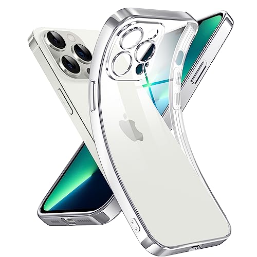 Supdeal Crystal Clear Hülle für iPhone 13 Pro Max, Niemals gelb mit Kameraschutz, Silikon Durchsichtig Handyhülle Weicher Passform, Ultra Dünn und Leicht Case Cover, 6,7 Zoll, Silber von Supdeal