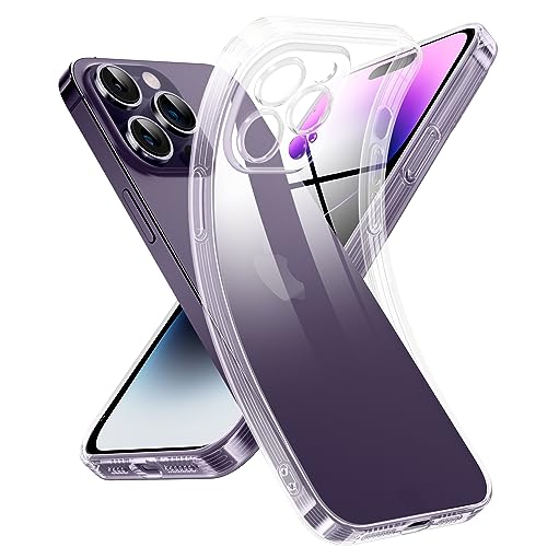 Supdeal Crystal Clear Hülle für iPhone 14 Pro, Niemals gelb mit Kameraschutz, Silikon Durchsichtig Handyhülle Weicher Passform, Ultra Dünn und Leicht Case Cover, 6,1 Zoll, Transparent von Supdeal