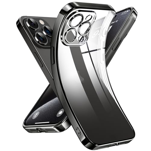 Supdeal Crystal Clear Hülle für iPhone 15 Pro Max, Niemals gelb mit Kameraschutz, Silikon Durchsichtig Handyhülle Weicher Passform, Ultra Dünn und Leicht Case Cover, 6,7 Zoll, Schwarz von Supdeal