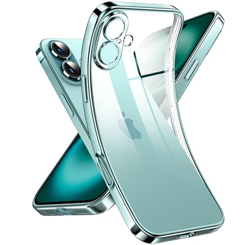 Supdeal Crystal Clear Hülle für iPhone 16, Niemals gelb mit Kameraschutz, Silikon Durchsichtig Handyhülle Weicher Passform, Ultra Dünn und Leicht Case Cover, 6,1 Zoll, Cyan von Supdeal