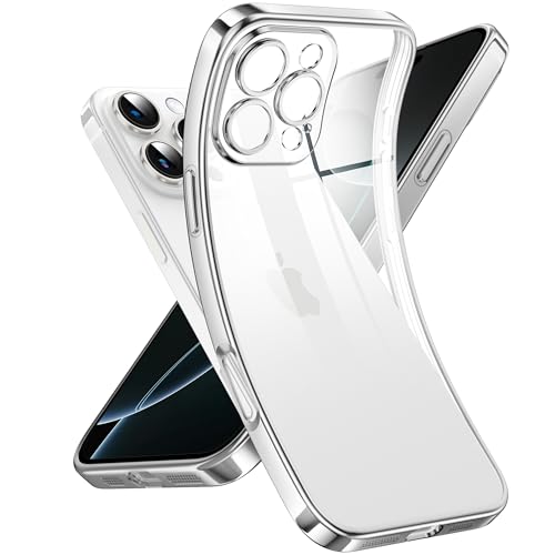 Supdeal Crystal Clear Hülle für iPhone 16 Pro, Niemals gelb mit Kameraschutz, Silikon Durchsichtig Handyhülle Weicher Passform, Ultra Dünn und Leicht Case Cover, 6,3 Zoll, Silber von Supdeal