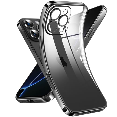Supdeal Crystal Clear Hülle für iPhone 16 Pro Max, Niemals gelb mit Kameraschutz, Silikon Durchsichtig Handyhülle Weicher Passform, Ultra Dünn und Leicht Case Cover, 6,9 Zoll, Schwarz von Supdeal