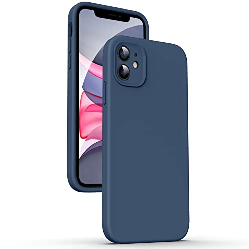 Supdeal Liquid Silikon Hülle für iPhone 11, [Flacher Kante Design] [Kameraschutz] [Anti Fingerabdruck] 4 Schicht Schützen Kratzfest Sturzsicher Flüssige Silikon Handyhülle, 6,1", Dunkel Blau von Supdeal