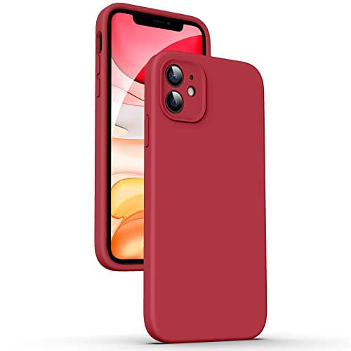 Supdeal Liquid Silikon Hülle für iPhone 11, [Flacher Kante Design] [Kameraschutz] [Anti Fingerabdruck] 4 Schicht Schützen Kratzfest Sturzsicher Flüssige Silikon Handyhülle Schutzhülle, 6,1", Rot von Supdeal