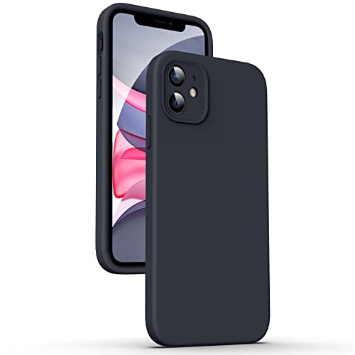 Supdeal Liquid Silikon Hülle für iPhone 11, [Flacher Kante Design] [Kameraschutz] [Anti Fingerabdruck] 4 Schicht Schützen Kratzfest Sturzsicher Flüssige Silikon Handyhülle Schutzhülle, 6,1", Schwarz von Supdeal