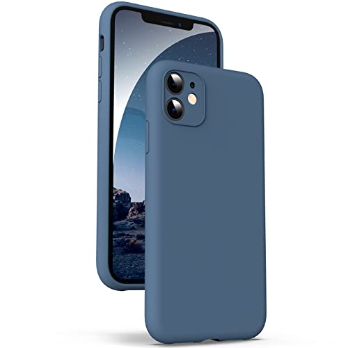 Supdeal Liquid Silikon Hülle für iPhone 11, [Kameraschutz] [Anti Fingerabdruck] Flüssige Silikon Handyhülle Schutzhülle, Eingebaute Mikrofaser Case Cover, Runder Rand, 6,1", Dunkel Blau von Supdeal