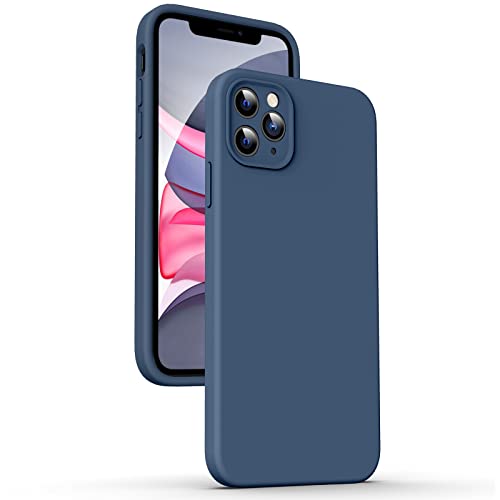 Supdeal Liquid Silikon Hülle für iPhone 11 Pro, [Flacher Kante Design] [Kameraschutz] [Anti Fingerabdruck] 4 Schicht Schützen Kratzfest Sturzsicher Flüssige Silikon Handyhülle, 5,8", Dunkel blau von Supdeal