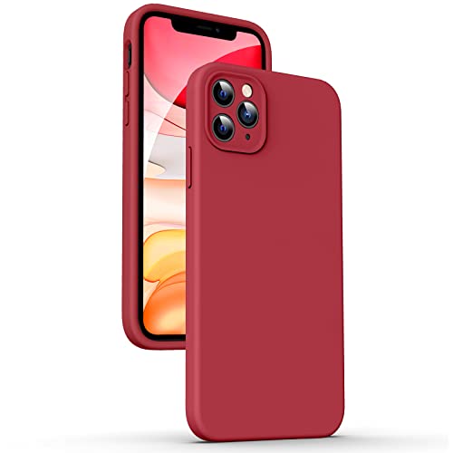 Supdeal Liquid Silikon Hülle für iPhone 11 Pro Max, [Flacher Kante Design] [Kameraschutz] [Anti Fingerabdruck] 4 Schicht Schützen Kratzfest Sturzsicher Flüssige Silikon Handyhülle, 6,5", Rot von Supdeal