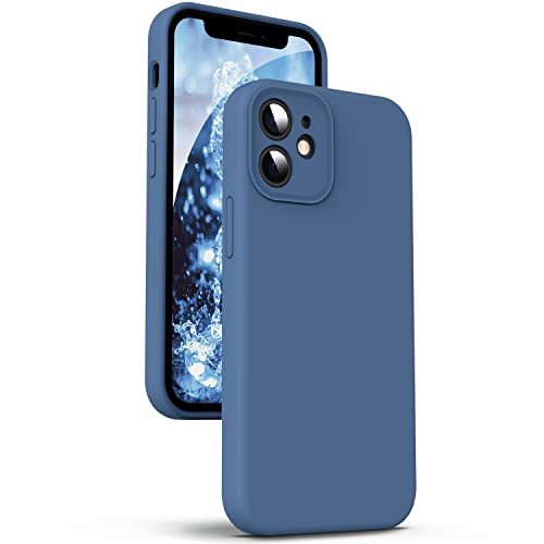 Supdeal Liquid Silikon Hülle für iPhone 12, [Kameraschutz] [Mikrofaser] [3 Schicht Schützen] Flüssige Silikon Handyhülle, Ultra Dünn und Bequem zu halten Schutzhülle, 6,1 Zoll, Blau von Supdeal