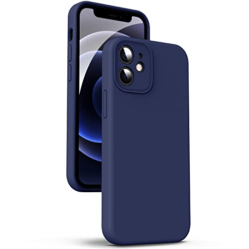 Supdeal Liquid Silikon Hülle für iPhone 12, [Kameraschutz] [Mikrofaser] [3 Schicht Schützen] Flüssige Silikon Handyhülle, Ultra Dünn und Bequem zu halten Schutzhülle, 6,1 Zoll, Navy Blau von Supdeal