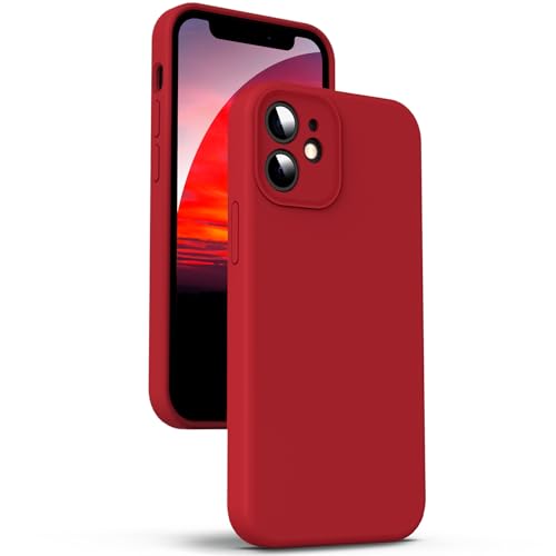 Supdeal Liquid Silikon Hülle für iPhone 12 Mini, [Kameraschutz] [Mikrofaser] [3 Schicht Schützen] Flüssige Silikon Handyhülle, Ultra Dünn und Bequem zu halten Schutzhülle, 5,4 Zoll, Rot von Supdeal