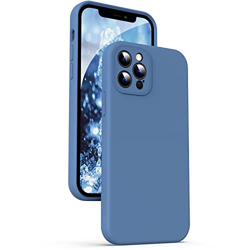 Supdeal Liquid Silikon Hülle für iPhone 12 Pro, [Kameraschutz] [Anti Fingerabdruck] [Kabelloses Laden] Flüssige Silikon Handyhülle Schutzhülle, Eingebaute Mikrofaser Case Cover, 6,1", Blau von Supdeal