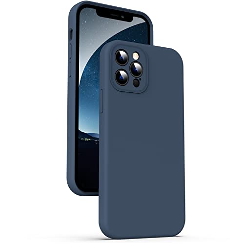 Supdeal Liquid Silikon Hülle für iPhone 12 Pro, [Kameraschutz] [Anti Fingerabdruck] [Kabelloses Laden] Flüssige Silikon Handyhülle Schutzhülle, Eingebaute Mikrofaser Case Cover, 6,1", Dunkelblau von Supdeal