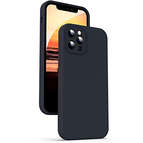 Supdeal Liquid Silikon Hülle für iPhone 12 Pro, [Kameraschutz] [Anti Fingerabdruck] [Kabelloses Laden] Flüssige Silikon Handyhülle Schutzhülle, Eingebaute Mikrofaser Case Cover, 6,1", Schwarz von Supdeal