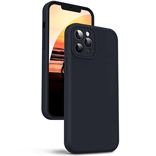 Supdeal Liquid Silikon Hülle für iPhone 12 Pro Max, [Kameraschutz] [Anti Fingerabdruck] [Kabelloses Laden] Flüssige Silikon Handyhülle Schutzhülle, Eingebaute Mikrofaser Case Cover, 6,7", Schwarz von Supdeal