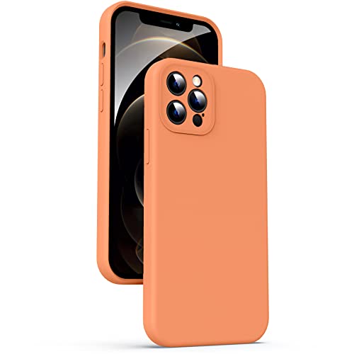 Supdeal Liquid Silikon Hülle für iPhone 12 Pro Max, [Kameraschutz] [Mikrofaser] [3 Schicht Schützen] Flüssige Silikon Handyhülle, Ultra Dünn und Bequem zu halten Schutzhülle, 6,7 Zoll, Orange von Supdeal