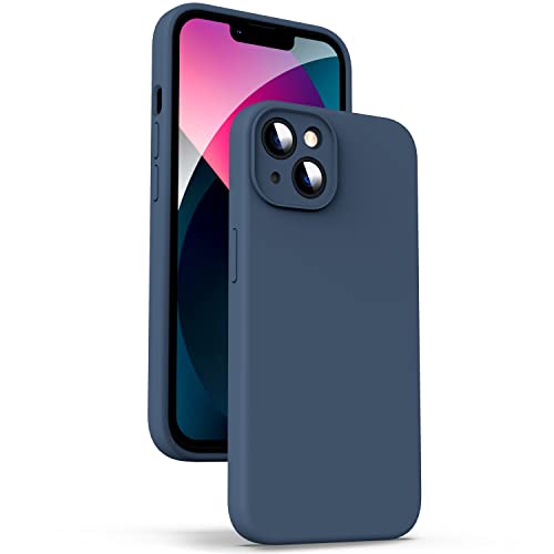 Supdeal Liquid Silikon Hülle für iPhone 13, [Kameraschutz] [Anti Fingerabdruck] [Kabelloses Laden] Flüssige Silikon Handyhülle Schutzhülle, Eingebaute Mikrofaser Case Cover, 6,1", Dunkelblau von Supdeal