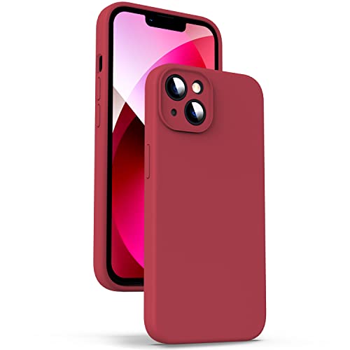 Supdeal Liquid Silikon Hülle für iPhone 13, [Kameraschutz] [Anti Fingerabdruck] [Kabelloses Laden] Flüssige Silikon Handyhülle Schutzhülle, Eingebaute Mikrofaser Case Cover, 6,1", Rot von Supdeal