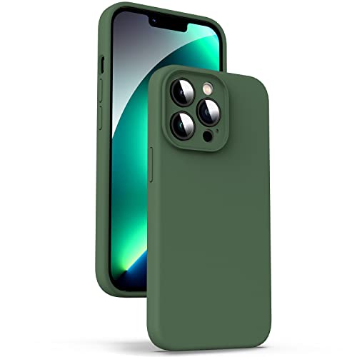 Supdeal Liquid Silikon Hülle für iPhone 13 Pro, [Kameraschutz] [Anti Fingerabdruck] [Kabelloses Laden] Flüssige Silikon Handyhülle Schutzhülle, Eingebaute Mikrofaser Case Cover, 6,1", Grün von Supdeal