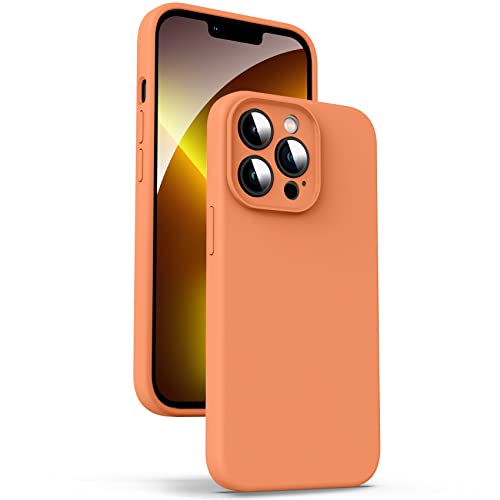 Supdeal Liquid Silikon Hülle für iPhone 13 Pro, [Kameraschutz] [Mikrofaser] [3 Schicht Schützen] Flüssige Silikon Handyhülle, Ultra Dünn und Bequem zu halten Schutzhülle, 6,1 Zoll, Orange von Supdeal