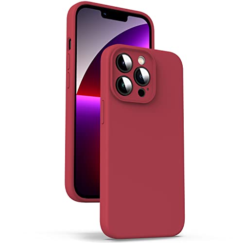 Supdeal Liquid Silikon Hülle für iPhone 13 Pro Max, [Kameraschutz] [Anti Fingerabdruck] [Kabelloses Laden] Flüssige Silikon Handyhülle Schutzhülle, Eingebaute Mikrofaser Case Cover, 6,7", Rot von Supdeal