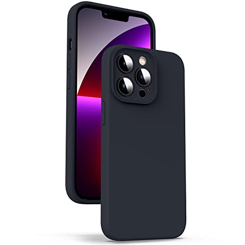 Supdeal Liquid Silikon Hülle für iPhone 13 Pro Max, [Kameraschutz] [Anti Fingerabdruck] [Kabelloses Laden] Flüssige Silikon Handyhülle Schutzhülle, Eingebaute Mikrofaser Case Cover, 6,7", Schwarz von Supdeal