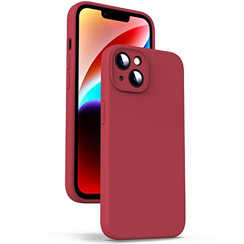 Supdeal Liquid Silikon Hülle für iPhone 14, [Kameraschutz] [Mikrofaser] [3 Schicht Schützen] Flüssige Silikon Handyhülle, Ultra Dünn und Bequem zu halten Schutzhülle, 6,1 Zoll, Rot von Supdeal