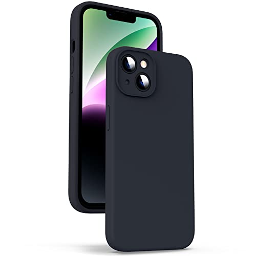 Supdeal Liquid Silikon Hülle für iPhone 14, [Kameraschutz] [Mikrofaser] [3 Schicht Schützen] Flüssige Silikon Handyhülle, Ultra Dünn und Bequem zu halten Schutzhülle, 6,1 Zoll, Schwarz von Supdeal