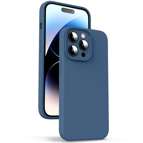 Supdeal Liquid Silikon Hülle für iPhone 14 Pro Max, [Kameraschutz] [Mikrofaser] [3 Schicht Schützen] Flüssige Silikon Handyhülle, Ultra Dünn und Bequem zu halten Schutzhülle, 6,7 Zoll, Blau von Supdeal