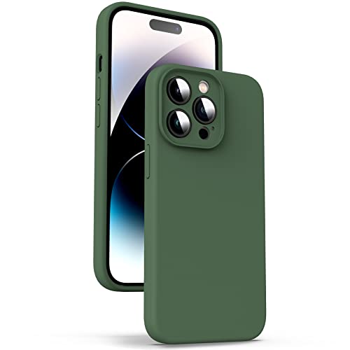 Supdeal Liquid Silikon Hülle für iPhone 14 Pro Max, [Kameraschutz] [Mikrofaser] [3 Schicht Schützen] Flüssige Silikon Handyhülle, Ultra Dünn und Bequem zu halten Schutzhülle, 6,7 Zoll, Grün von Supdeal