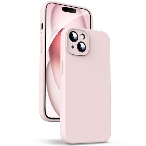 Supdeal Liquid Silikon Hülle für iPhone 15 – [Kamera Rundumschutz] [Kratzfeste integrierte Weiche Mikrofaser] 4 Schicht Vollschutz Stoßfest Gel Gummi Handyhülle, 6,1 Zoll, Rosa von Supdeal