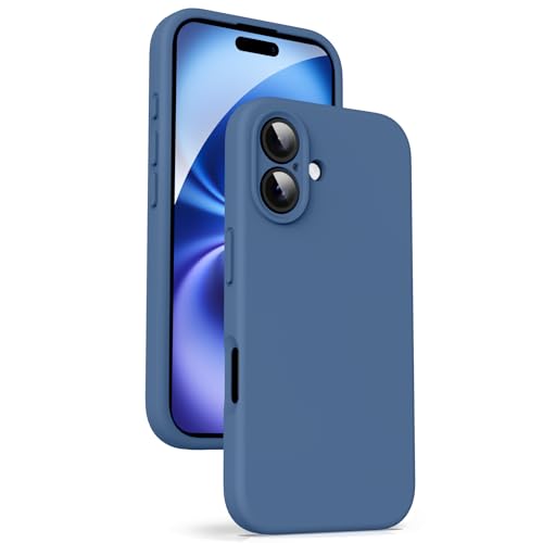 Supdeal Liquid Silikon Hülle für iPhone 16 Plus – [Kamera Rundumschutz] [Kratzfeste integrierte Weiche Mikrofaser] 4 Schicht Vollschutz Stoßfest Gel Gummi Handyhülle, 6,7 Zoll, Blau von Supdeal