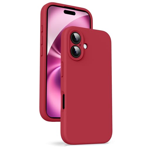 Supdeal Liquid Silikon Hülle für iPhone 16 Plus – [Kamera Rundumschutz] [Kratzfeste integrierte Weiche Mikrofaser] 4 Schicht Vollschutz Stoßfest Gel Gummi Handyhülle, 6,7 Zoll, Rot von Supdeal