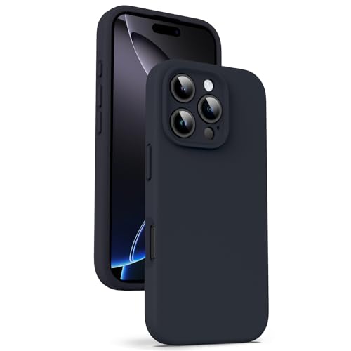Supdeal Liquid Silikon Hülle für iPhone 16 Pro Max – [Kamera Rundumschutz] [Kratzfeste integrierte Weiche Mikrofaser] 4 Schicht Vollschutz Stoßfest Gel Gummi Handyhülle, 6,9 Zoll, Schwarz von Supdeal