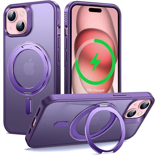Supdeal Magic Stand Hülle für iPhone 15, Kompatibel mit MagSafe, 360° Drehbarer Ringständer Schutzhülle, Stoßfeste Griffige Handyhülle Magnetisch Matte Cover Case, 6,1", Lila Supdeal Magic Stand Hülle für iPhone 15, Kompatibel mit MagSafe, 360° Drehbarer Ringständer Schutzhülle, Stoßfeste Griffige Handyhülle Magnetisch Matte Cover Case, 6,1", Lila von Supdeal