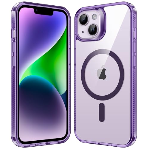 Supdeal Magnetisch Klare Hülle für iPhone 13/iPhone 14, Kompatibel mit MagSafe, Nie Vergilbung Schutzhülle, Transparent rutschfeste und Stoßfeste Handyhülle in Militärqualität, 6,1", Violett Supdeal Magnetisch Klare Hülle für iPhone 13/iPhone 14, Kompatibel mit MagSafe, Nie Vergilbung Schutzhülle, Transparent rutschfeste und Stoßfeste Handyhülle in Militärqualität, 6,1", Violett von Supdeal