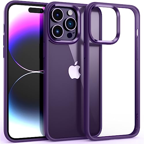 Supdeal Stoßfest Klar Hülle für iPhone 14 Pro Max, [Clear Nicht vergilbend] [10FT Militärischer Fallschutz] Hart Durchsichtig Rückseite Silikon Kante Transparent Handyhülle, 6,7 Zoll, Violett von Supdeal