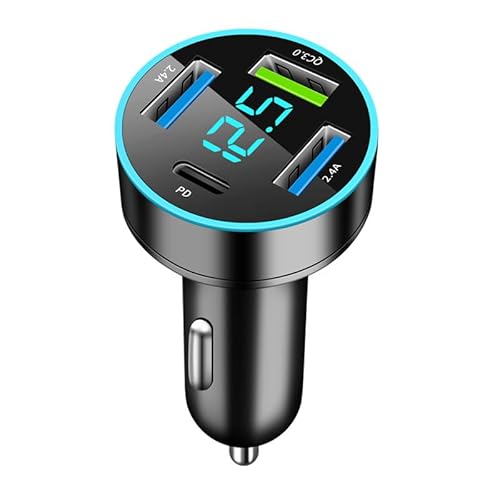 4-Port USB Zigarettenanzünder Adapter, 50W Auto Ladegerät Zigarettenanzünder Splitter QC3.0 USB Schnellladegerät PD30W 12V USB C Autoladegerät Zigarettenanzünder mit LED Voltmeter für Phone, Pad, Gala 4-Port USB Zigarettenanzünder Adapter, 50W Auto Ladegerät Zigarettenanzünder Splitter QC3.0 USB Schnellladegerät PD30W 12V USB C Autoladegerät Zigarettenanzünder mit LED Voltmeter für Phone, Pad, Gala von Supecesorio