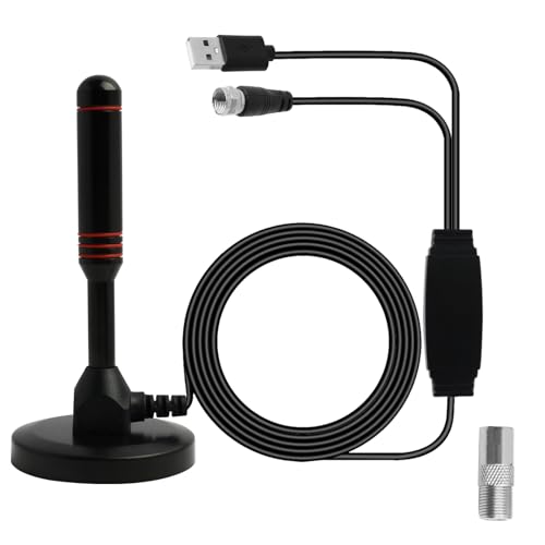 DVB-T/DVB-T2 Antenne mit Verstärker, HDTV Zimmerantenne für Fernseher, 360 Grad Empfang - Mit Magnetfuß - 5 Meter Kabel, Unterstützt 4K HD-Kanäle & Alle TV-Geräte DVB-T/DVB-T2 Antenne mit Verstärker, HDTV Zimmerantenne für Fernseher, 360 Grad Empfang - Mit Magnetfuß - 5 Meter Kabel, Unterstützt 4K HD-Kanäle & Alle TV-Geräte von Supecesorio