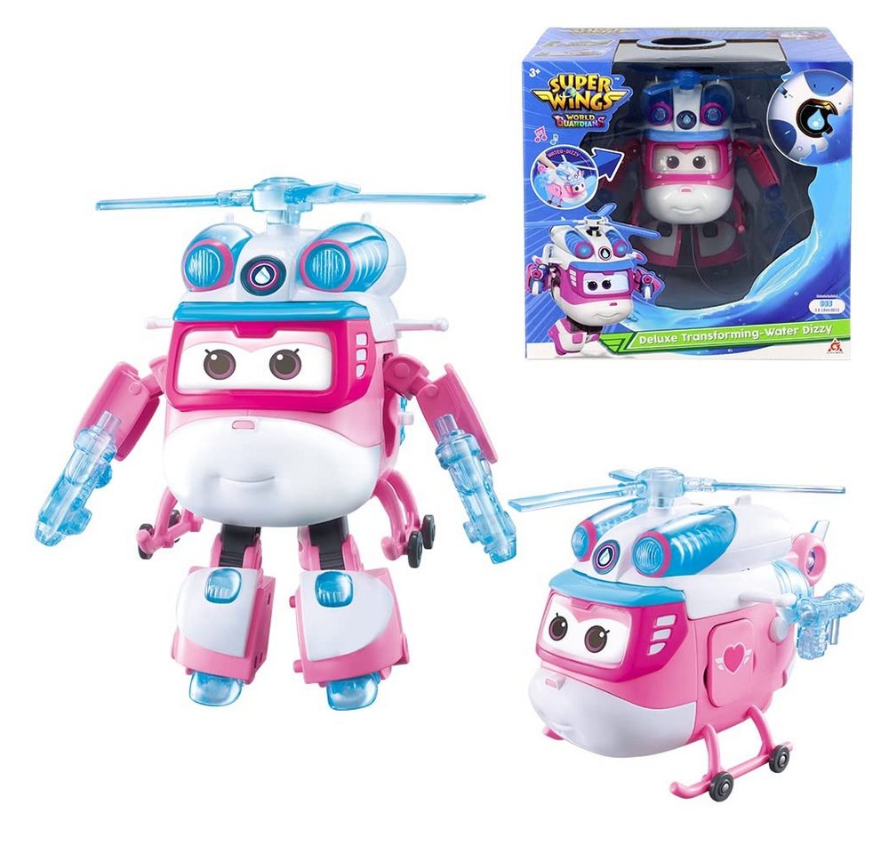 Super Wings Hörspielfigur Dizzy Deluxe Verwandlungsspielzeug – 2-in-1 Roboter- und Flugzeugmodus, (1-St), mit Lichtern und Geräuschen, 15 cm groß von Super Wings